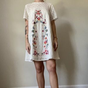 White Floral and Lace Dress